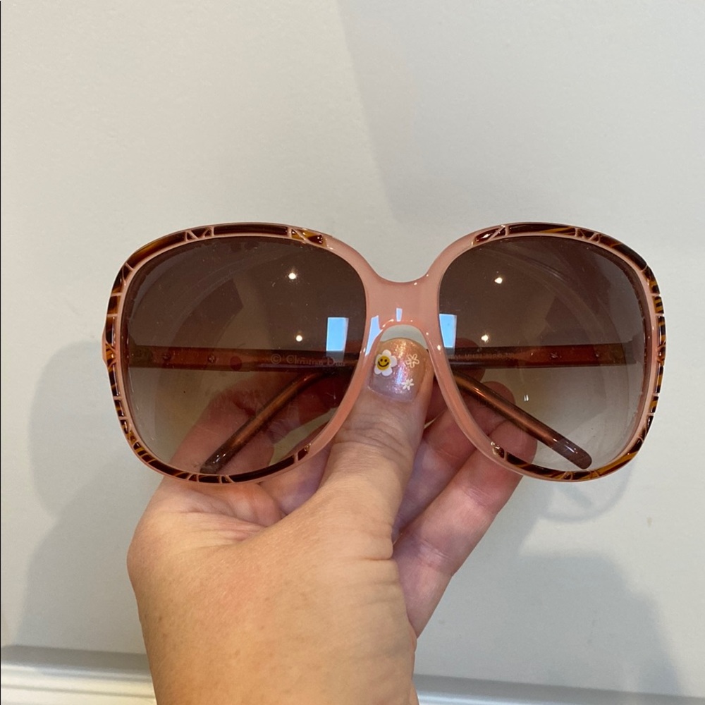 Preloved Dior Diorita Pink and Brown Oversized Sunglasses with Retro Style